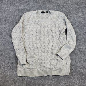 Jeanne Pierre Women Cable Knit Cotton Sweater GREY Womens Size MED